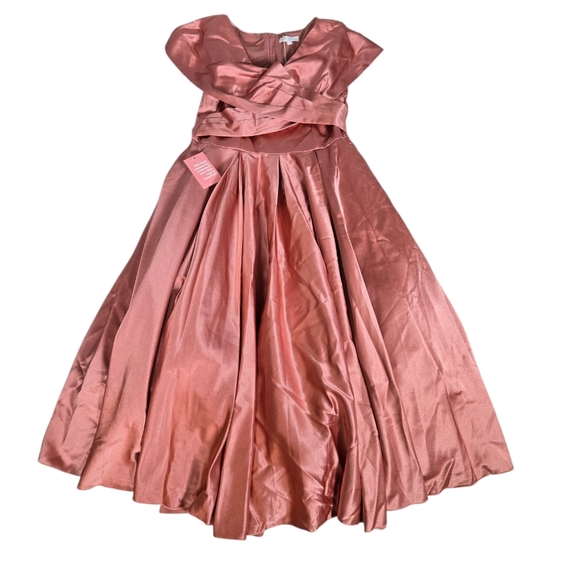 Ivy City Co Rose Satin Fit-and-Flare Midi Formal Dress - Picture 4 of 11